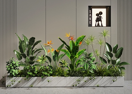 Plant pile Plant landscape Courtyard landscape Plant combination Courtyard sketch Flower bed Flower pond 3d model