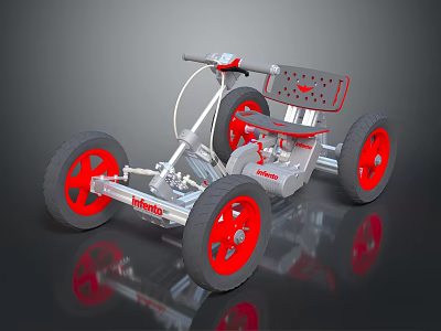 Kinder Kids Tricycle Featuring Red Wheels Red Seat and Silver Frame Design 3d model