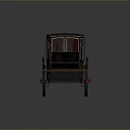 Vintage Horse Drawn Carriage With Black Top Red Wheels And Cobblestone Ground