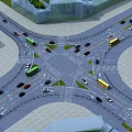 Road Infrastructure At Busy Traffic Intersection With Multiple Lanes Traffic Lights And Zebra Crossings