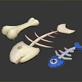 Various Food Bones Display With Meat Bones Fish Skeleton And Blue Cross Design