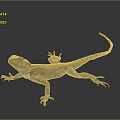 Detailed Lizard With Textured Body And Long Tail On Dark Reflective Surface 3d model