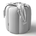 Soft Plush Sofa Stool In Green Brown Gray With Decorative Towel And Stylish Design