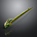 Lustrous Long Green Dragon Decorative Ornament With Scales And Gold Accents