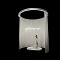 Wedding Scene With White Circular Structure Hanging Curtains And Bride On Platform 3d model