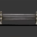 Outdoor Bench With Wooden Seat Stone Carved Lion Head Armrests And Base