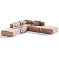 Modular Sectional Sofa Designs In Green And Cream With Throw Pillows And Blanket