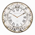 Vintage Round Clock With Roman Numerals And Ornate Decorative Patterns 3d model