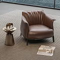 Modern Brown Leather Leisure Chair With Stylish Side Table In Indoor Space