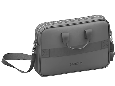 Gray BARONS Briefcase With Sleek Design Hand Strap And Shoulder Strap 3d model