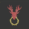 Fantasy Character Inspired Ring With Mythical Creature Horns And Ornate Metallic Design