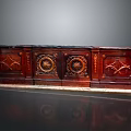 Antique Carved Wooden Furniture With Intricate Circular Motifs And Marble Base