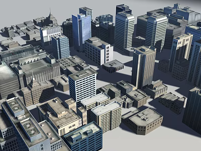 Urban Building Cluster With High Rise And Low Rise Buildings In Dense Urban Layout 3d model