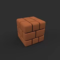 Brown Building Blocks Cube Composed of Small Square Pieces on Dark Background