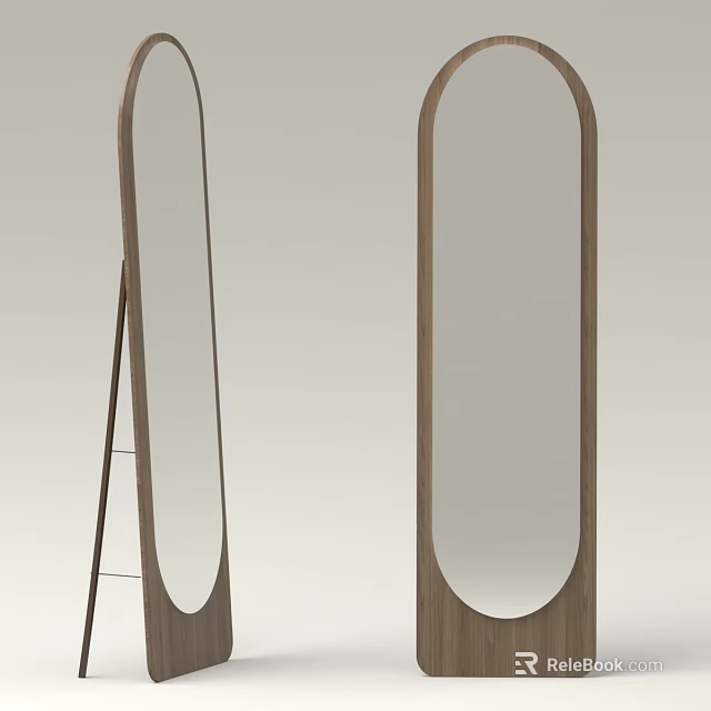 Modern Arched Wooden Frame Full Length Standing Mirrors For Home Decor 3d model 