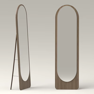 Modern Arched Wooden Frame Full Length Standing Mirrors For Home Decor 3d model