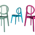 Modern Leisure Chairs with Round Woven Back Design in Green Blue and Pink Hues