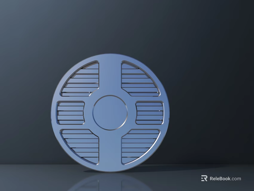 Modern Air Conditioner Fan Grille with Circular Metal Structure and Radial Stripes 3d model 