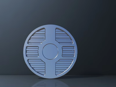 Modern Air Conditioner Fan Grille with Circular Metal Structure and Radial Stripes 3d model