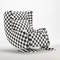 Cozy Orange Upholstered Armchair Featuring Curved Backrest And Metal Base With Throw Blanket