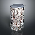 Natural Wooden Stump Decorative Item With Rough Bark And Smooth Top Surface