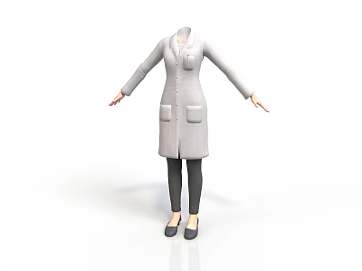 Grey Long Coat With Pockets For Daily Use As Essential Living Product 3d model