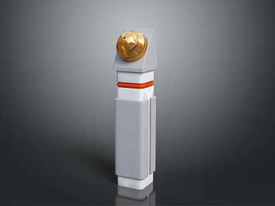 Geometric Sculpture Carving with Columnar Structure Golden Top Orange Stripe Gray White Stacked Blocks 3d model
