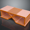 Modern Wooden Stool With Crossed Support Structure And Slatted Surface Design 3d model