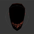 Low Poly Male Character Head With Black Hair Sunglasses Beard And Red Black Gradient