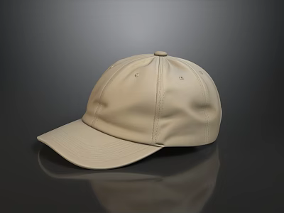 Plain Beige Soft Top Cotton Baseball Cap For Men And Women Daily Outdoor Casual Wear 3d model