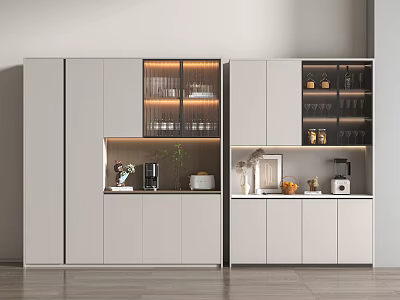 Modern Wine Cabinet Interior Design With Glass Doors And Built In Lighting For Wine Storage 3d model