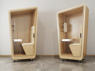 Modern Wooden Display Shelves With Glass Doors Internal Shelves Table Seat And Wheels 3d model