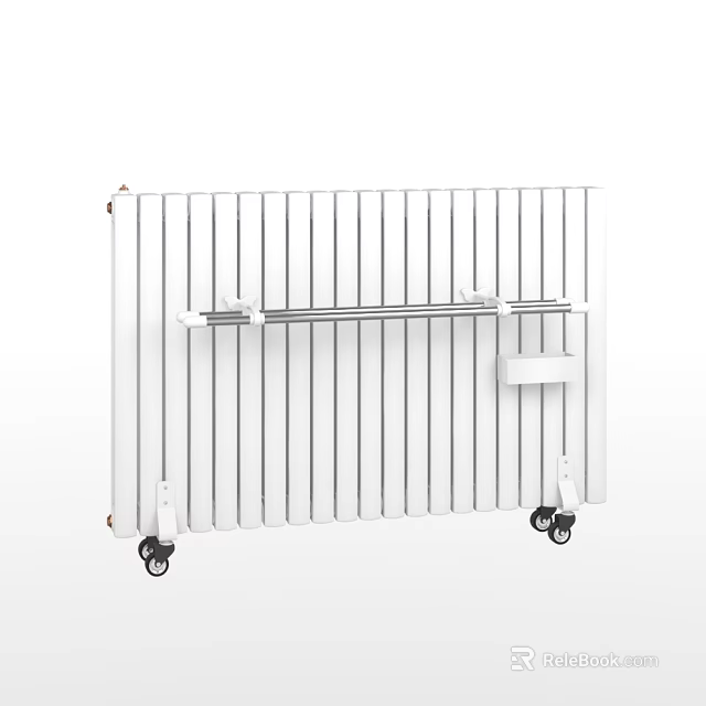 White Portable Home Heating Radiator With Wheels And Storage Shelf 3d model 