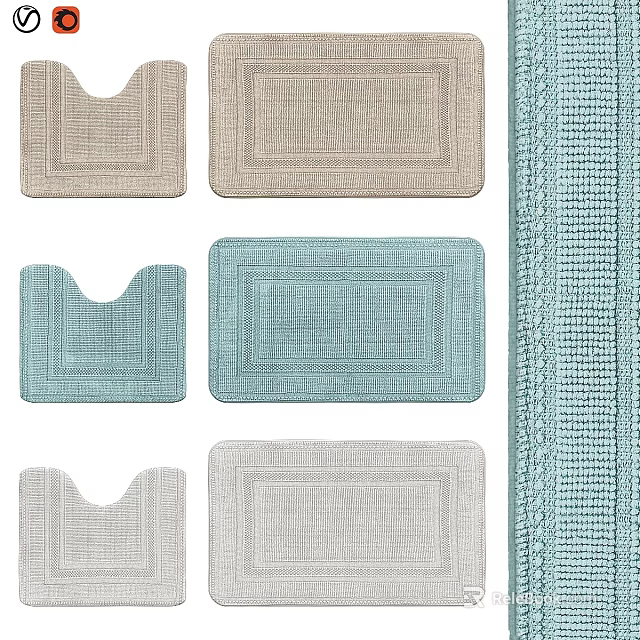 Stylish Square Rugs With Textured Design And Multiple Color Options For Home Decor 3d model 