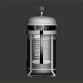 Modern French Press Coffee Cup With Stainless Steel Lid And Glass Container Holding Hot Coffee