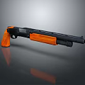 Ergonomic Modern Tactical Shotgun With Wooden Stock And Black Barrel Design