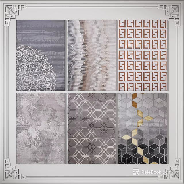 Modern Square Rugs With Geometric Patterns And Decorative Designs For Home Decor 3d model