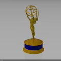 Golden Sculptural Furniture Accent With Blue Base And Globe Top Design