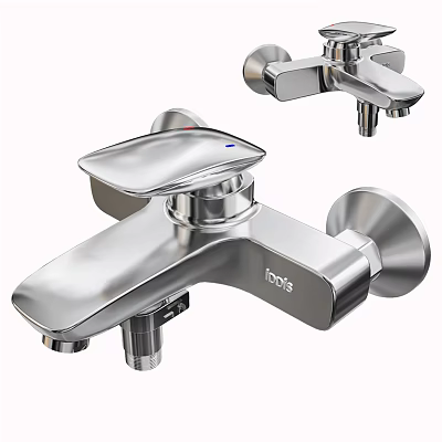 Sleek Chrome Modern Bathroom Faucet With Single Handle And Polished Surface 3d model