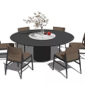 Poliform modern round table dining table and chair combination round table dining chair 3d model