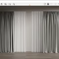 Dark Gray Curtains With White Sheer Layers For Modern Window Design 3d model