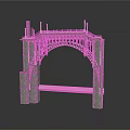 Detailed Arched Bridge Model With Stone Abutments And Intricate Metal Framework
