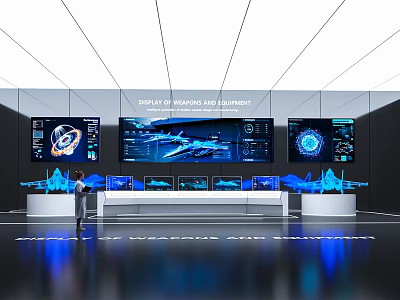 Advanced Monitoring Control Room With Multiple Digital Displays Console And Data Visualization 3d model