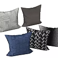 Various Designed Decorative Pillows With Woven Textures And Geometric Patterns In Different Colors 3d model