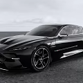 Black Sleek Sports Car With Aerodynamic Design On Open Coastal Road Scenic View