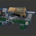 Wood Lathe Machine Processing And Shaping Wooden Log For Craft 3d model