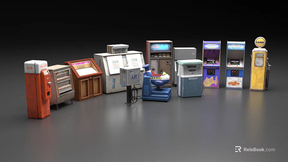 Various Public Facility Equipment Including Vending Machines ATM And Information Kiosks 3d model 
