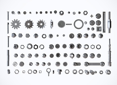 Modern Screw Nut Gear Hardware Combination 3d model