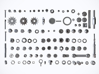 Modern Screw Nut Gear Hardware Combination 3d model