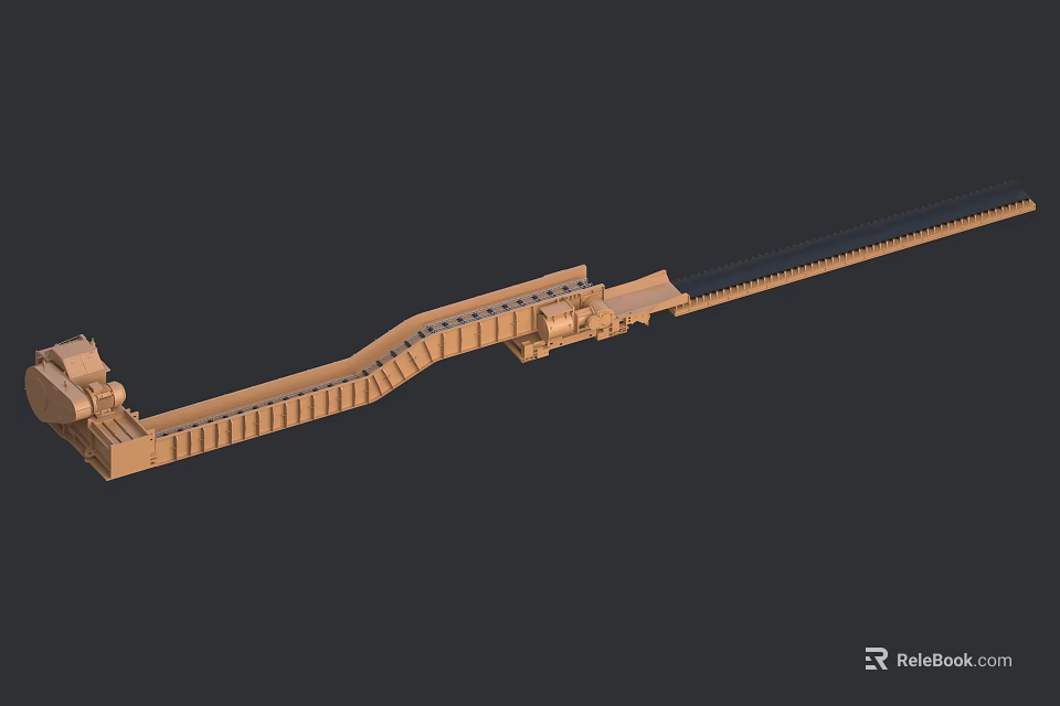 Heavy Duty Industrial Conveyor Belt System For Material Transport Machinery 3d model 